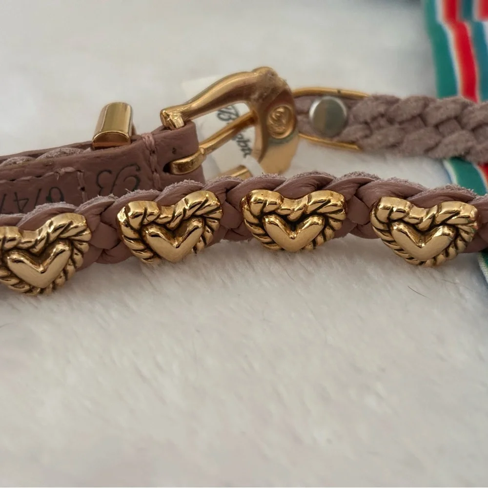 Brighton Roped Heart Pink Braided Bracelet with Gold Heart Accents - Picture 3 of 11